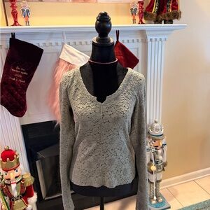 Free People Lace Blouse in Gray